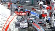 Fernando Alonso stopping Lewis Hamilton in the pits at the 2007 Hungarian GP